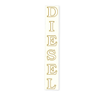 Nápis DIESEL - biely - zlatý obrys